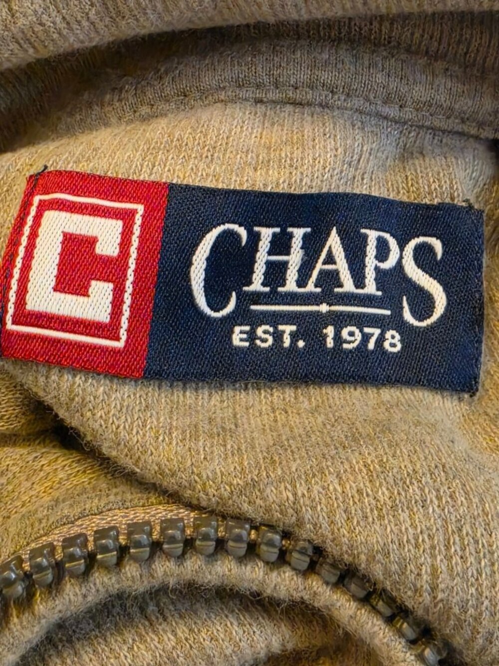 Vintage Chaps Ralph Lauren XLT Heavyweight Quarter Zip Ribbed Sweater Oatmeal - Picture 5 of 15